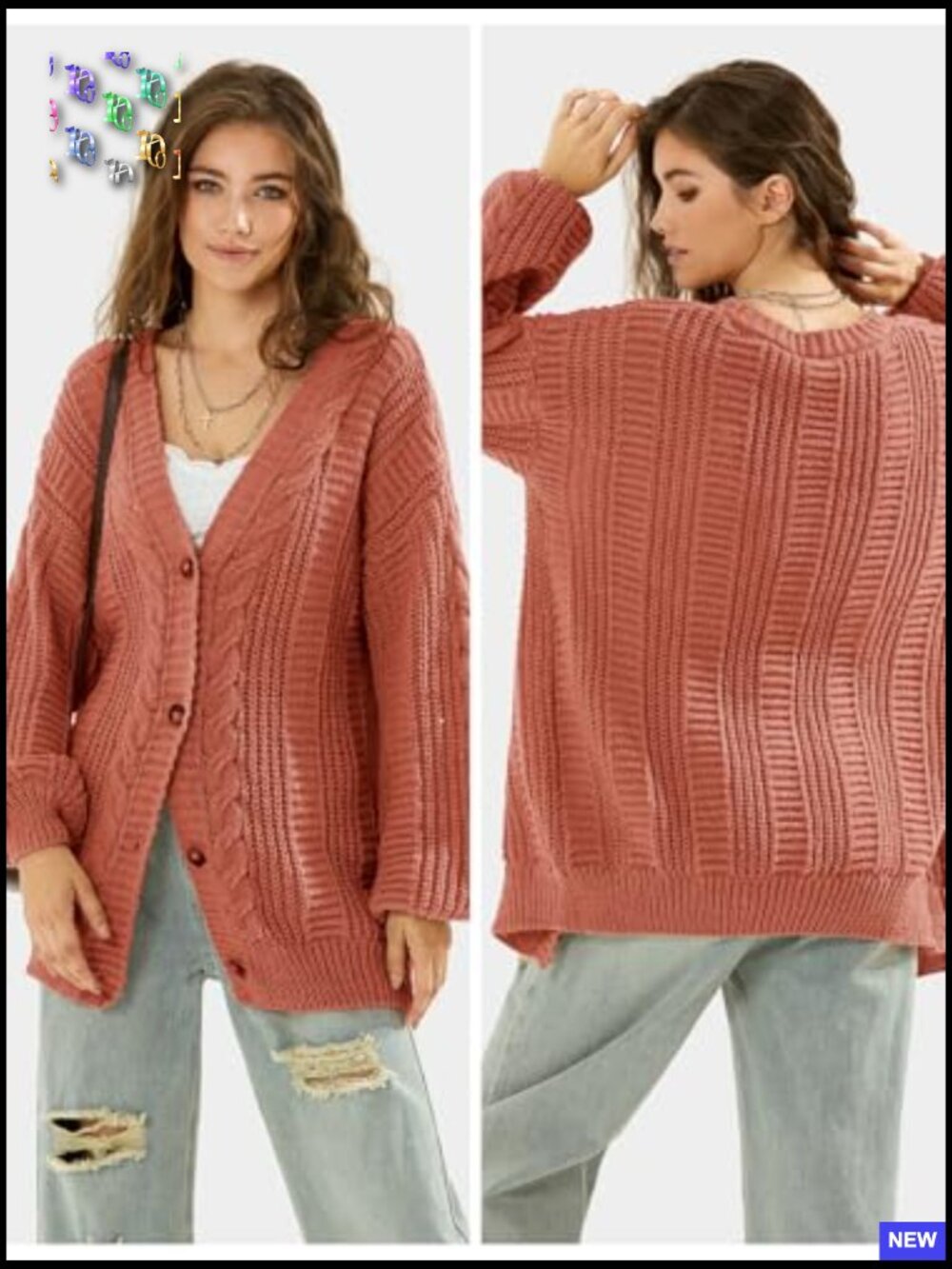 Oversized Cardigan Sweaters Fall Winter Lightweight Soft Knit Open Front Button - Picture 4 of 7